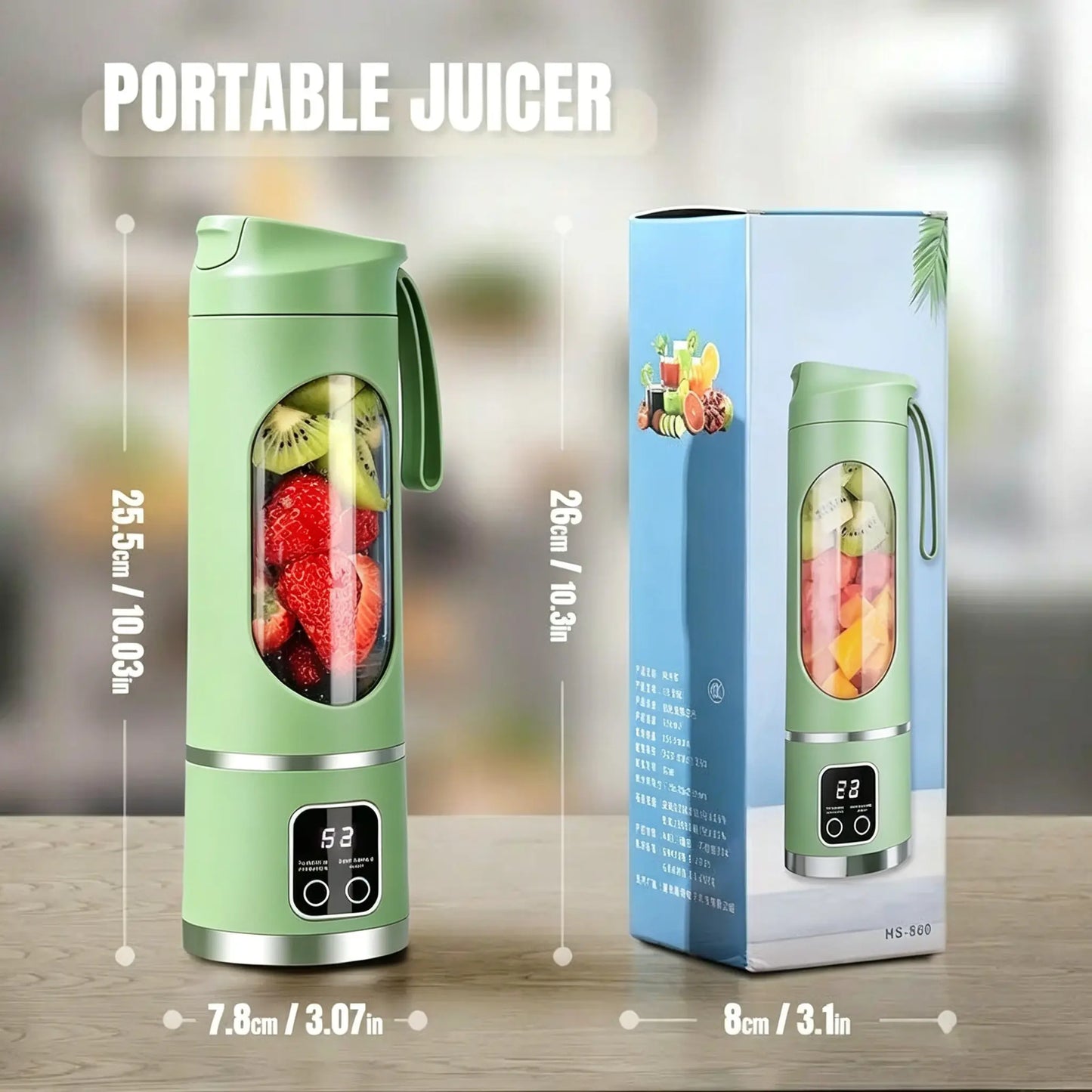 Unleash Your Blending Potential: Portable 15.22 Oz USB Rechargeable Blender with LED Display – Perfect for Smoothies & Juices, Your Home Kitchen Essential!