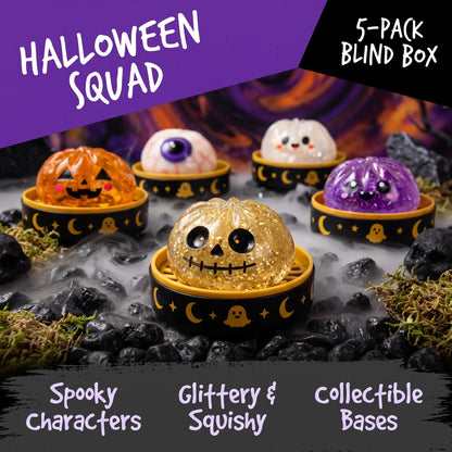 【Summer Sale Deals】Halloween Steamed Bun Squishy Toy Set, Slow Rising Stress Relief Fidget Toys with Steamer Bases, Pumpkin Eyeball Ghost Assortment, Collectible Desk Decor for Party Favors
