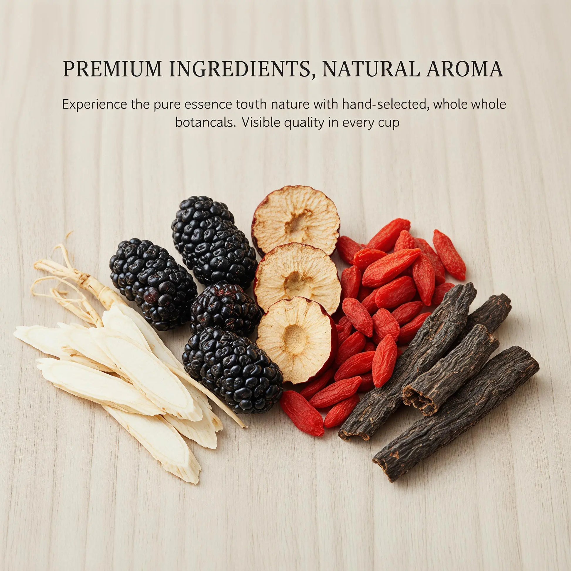 Wellness Scented Tea, Traditional Ginseng Five Treasure Formula with Red Date, Wolfberry and Mulberry