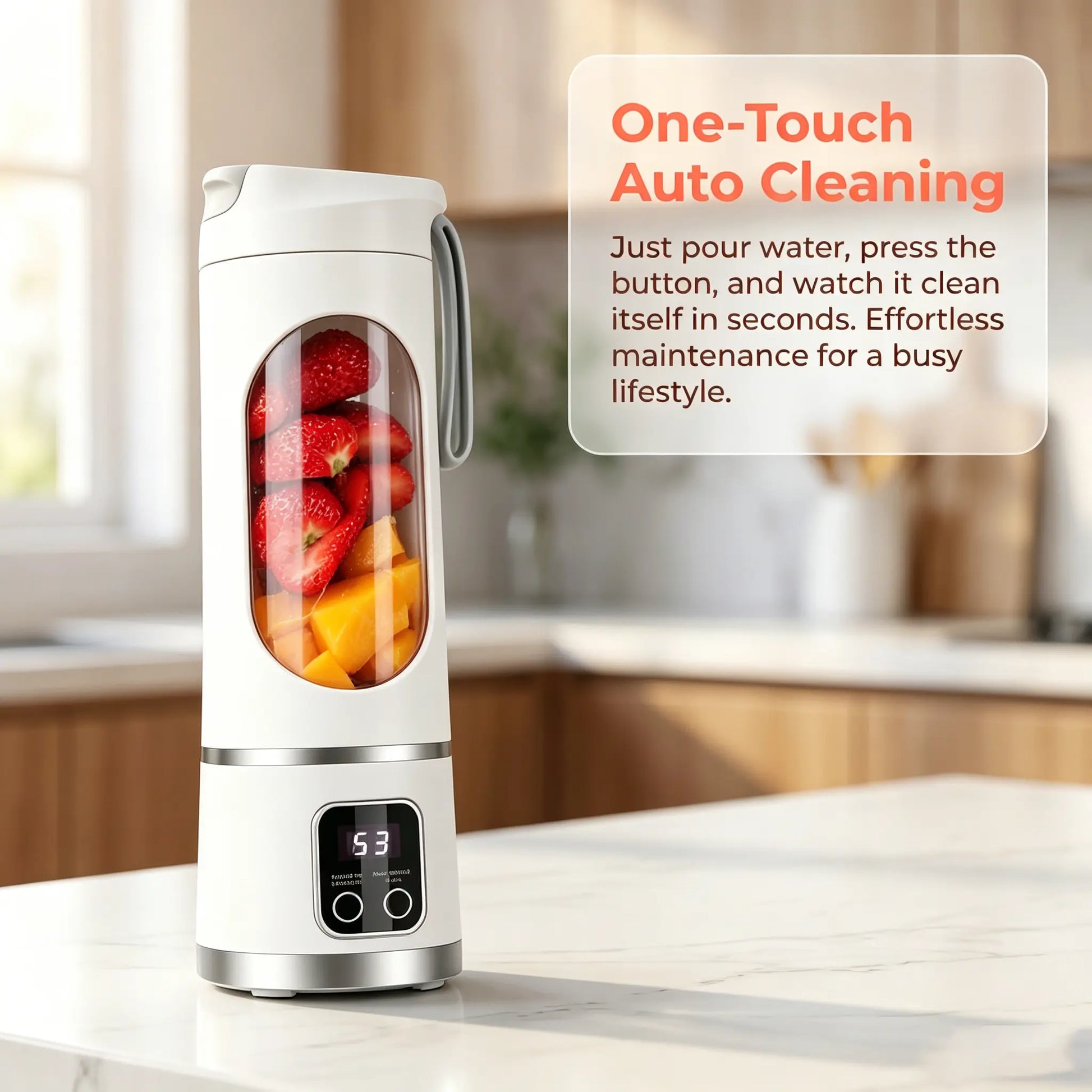 Unleash Your Blending Potential: Portable 15.22 Oz USB Rechargeable Blender with LED Display – Perfect for Smoothies & Juices, Your Home Kitchen Essential!