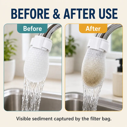 50 Disposable Cotton Faucet Filter Bags for Faucets Under 1 Inch with 5 Fastening Straps - Splash-Reducing Sediment Filter Socks with Elastic Cuff for Kitchen and Bathroom Use