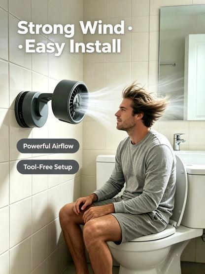 Wireless Toilet Fan, No Hole No Damage!360° Rotatable Wireless Suction Fan I Longlasting USB Charge for Bathroom Toilet Cardesk Kitchen/With Free Charging Cord
