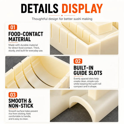 Sushi Making Kit with Cutter Mold, DIY Sushi Maker Tool for Perfect Even Rolls, Easy Homemade Sushi Kitchen Gadget