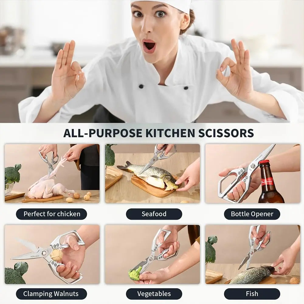 Rust-Resistant Food-Grade Alloy Steel Kitchen Shears - Heavy-Duty Multi-Purpose Cooking Scissors, Bacteria-Resistant and Sharp - Perfect for Poultry, Meat, and Fruits - Ideal Home Supplies and Gift Option