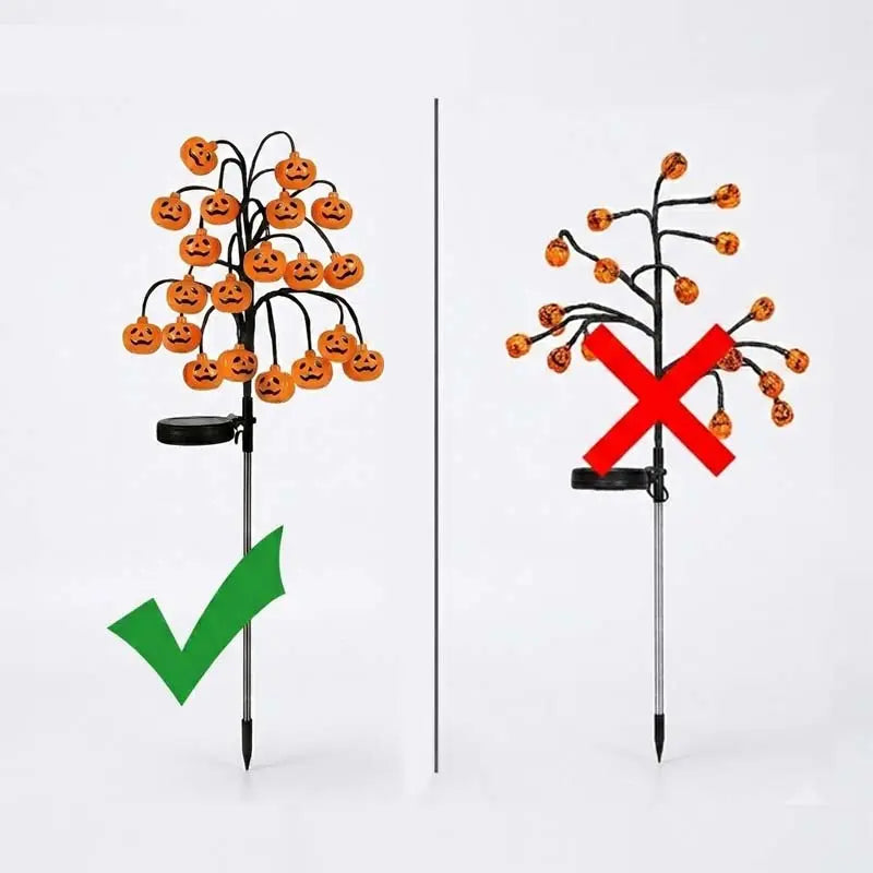 Solar Pumpkin Stake Lights, 20-Head Halloween Garden Lights, Waterproof Solar Operated Lights 8 Modes Auto On/Off, Outdoor Yard Lawn Pathway Halloween Decor, 2/4 Pack Landscape Holiday Lights