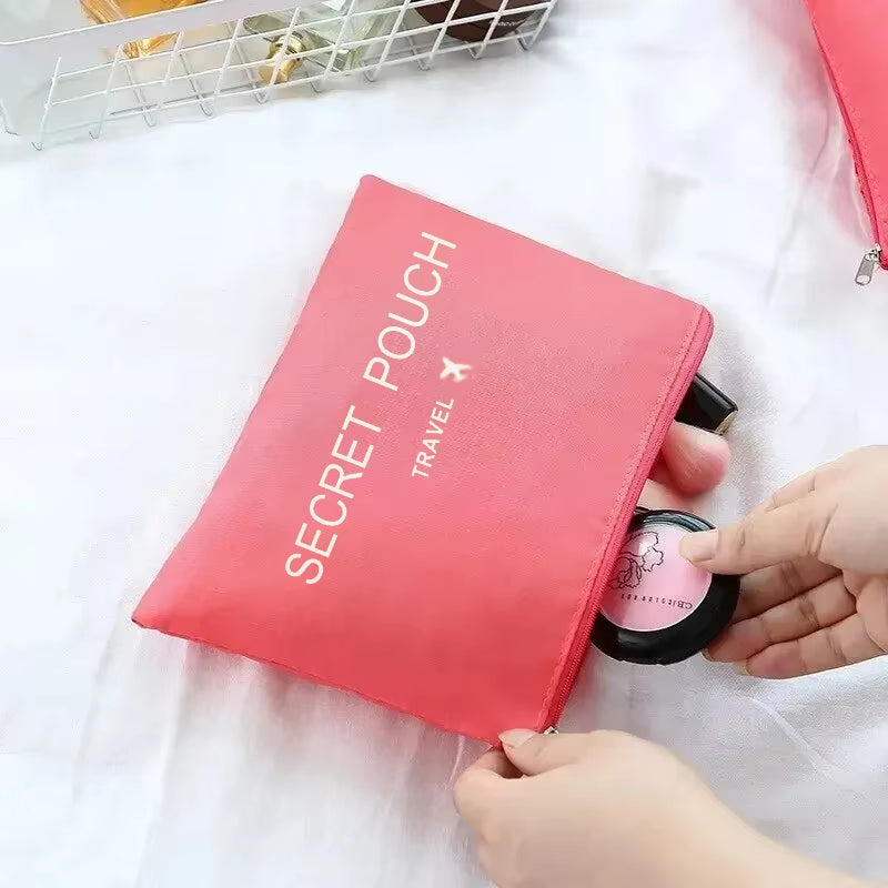 6-Piece Set of Waterproof Travel Storage Bags in Pink, Blue, and Grey - Large Capacity Luggage and Clothing Organizer with Zipper Closure