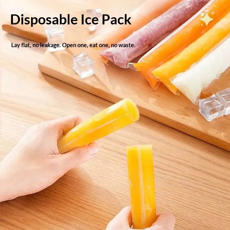 100-Pack Disposable Popsicle Mold Bags - Leakproof Zip-Seal Freezer Tubes with Silicone Funnel for Freezing Juices, Lollies, and Ice Cream Molds