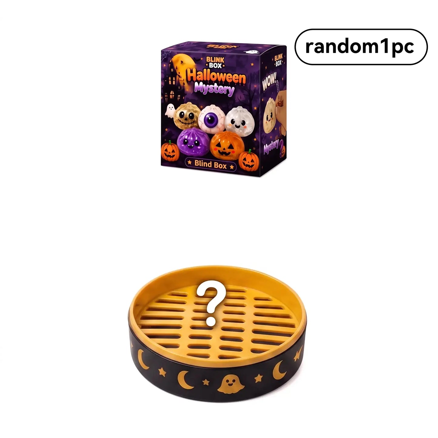 【Summer Sale Deals】Halloween Steamed Bun Squishy Toy Set, Slow Rising Stress Relief Fidget Toys with Steamer Bases, Pumpkin Eyeball Ghost Assortment, Collectible Desk Decor for Party Favors