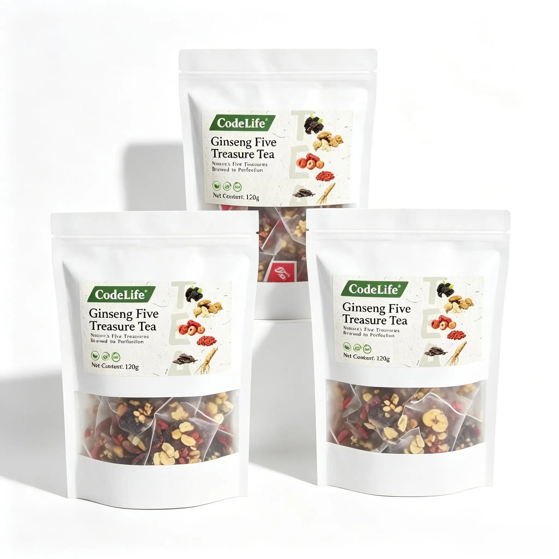 Wellness Scented Tea, Traditional Ginseng Five Treasure Formula with Red Date, Wolfberry and Mulberry