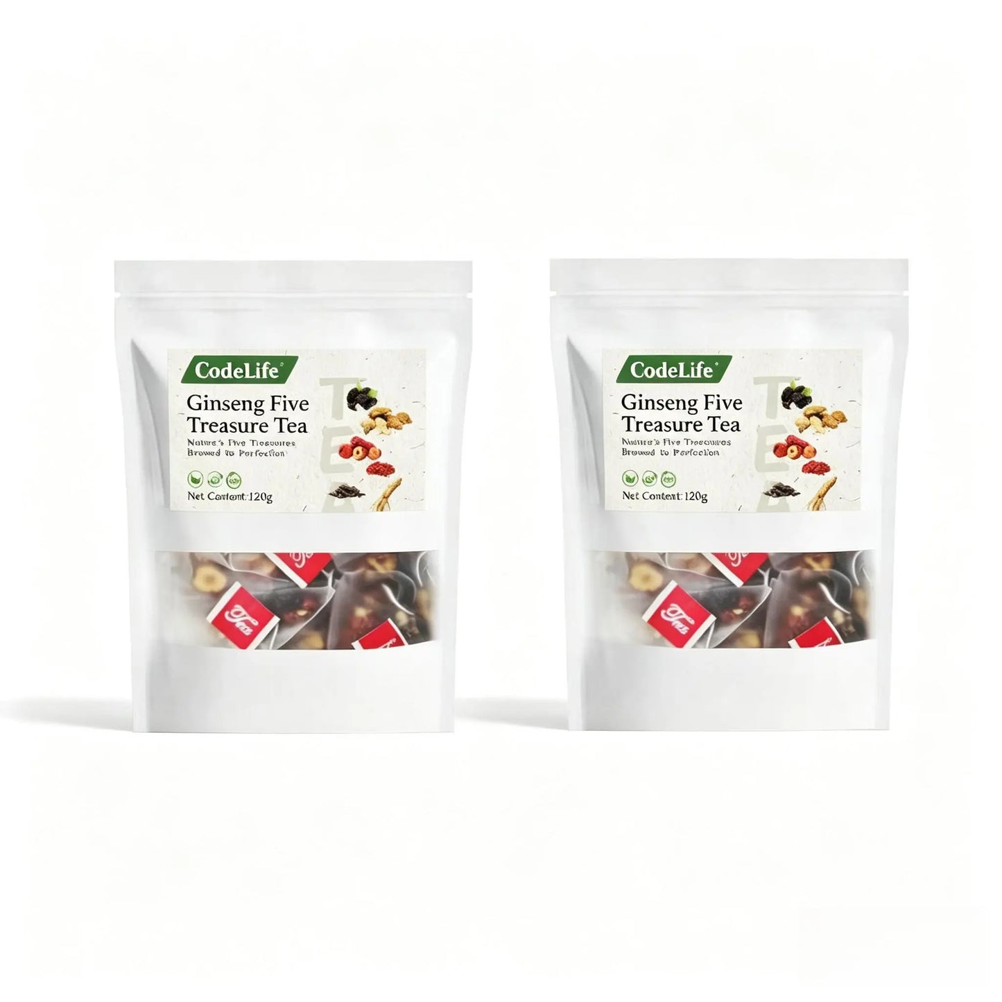 Wellness Scented Tea, Traditional Ginseng Five Treasure Formula with Red Date, Wolfberry and Mulberry