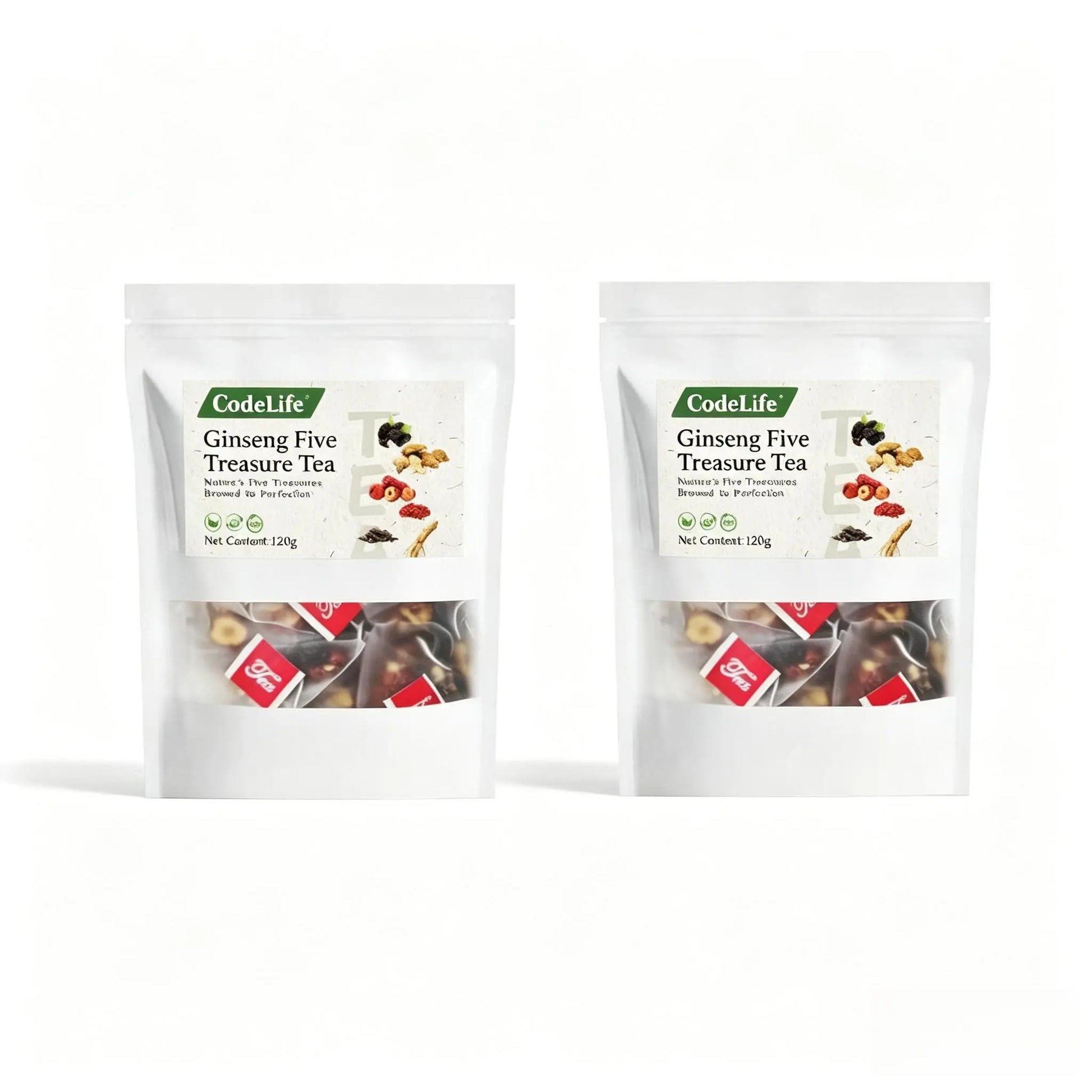 Wellness Scented Tea, Traditional Ginseng Five Treasure Formula with Red Date, Wolfberry and Mulberry