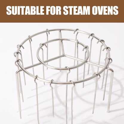 Air Fryer Skewer Rack Set - Round Stainless Steel Grill with Flat Edges (2 Count)