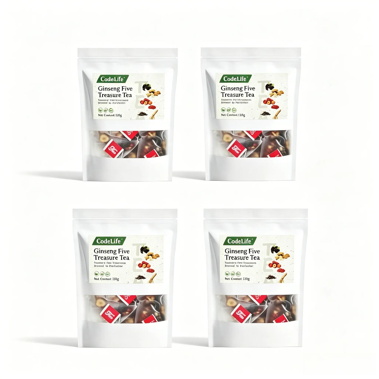 Wellness Scented Tea, Traditional Ginseng Five Treasure Formula with Red Date, Wolfberry and Mulberry