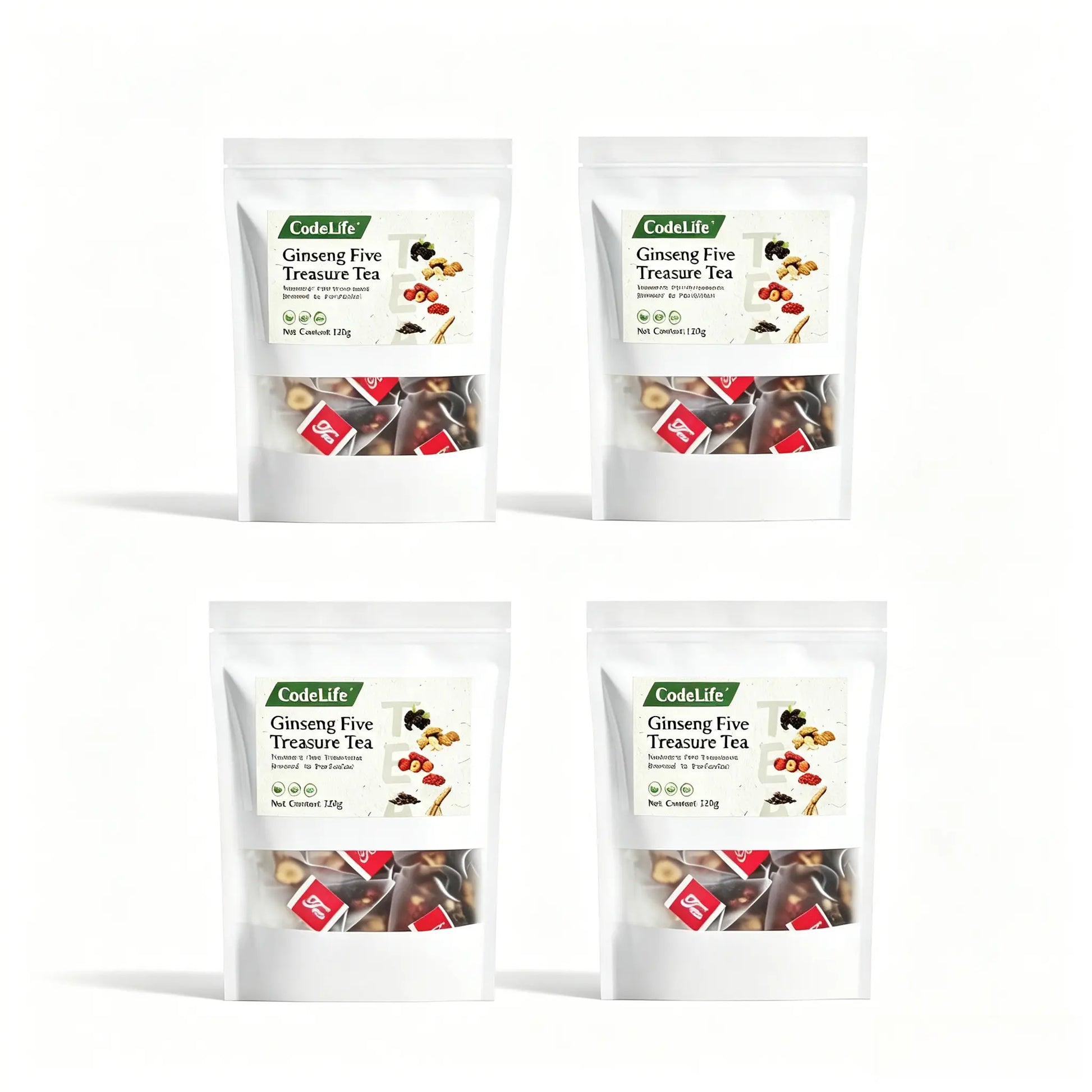 Wellness Scented Tea, Traditional Ginseng Five Treasure Formula with Red Date, Wolfberry and Mulberry