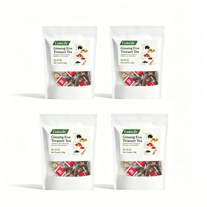 Wellness Scented Tea, Traditional Ginseng Five Treasure Formula with Red Date, Wolfberry and Mulberry