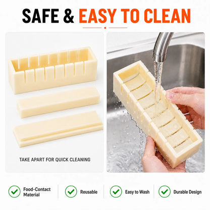 Sushi Making Kit with Cutter Mold, DIY Sushi Maker Tool for Perfect Even Rolls, Easy Homemade Sushi Kitchen Gadget