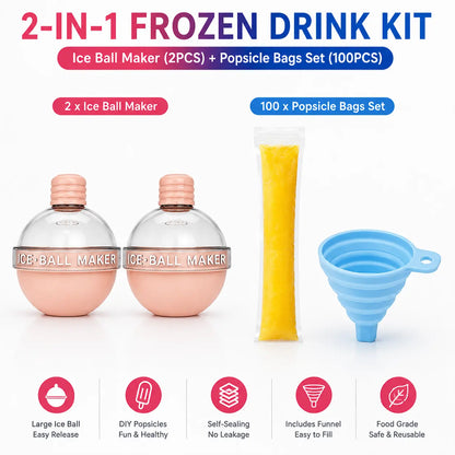 100-Pack Disposable Popsicle Mold Bags - Leakproof Zip-Seal Freezer Tubes with Silicone Funnel for Freezing Juices, Lollies, and Ice Cream Molds