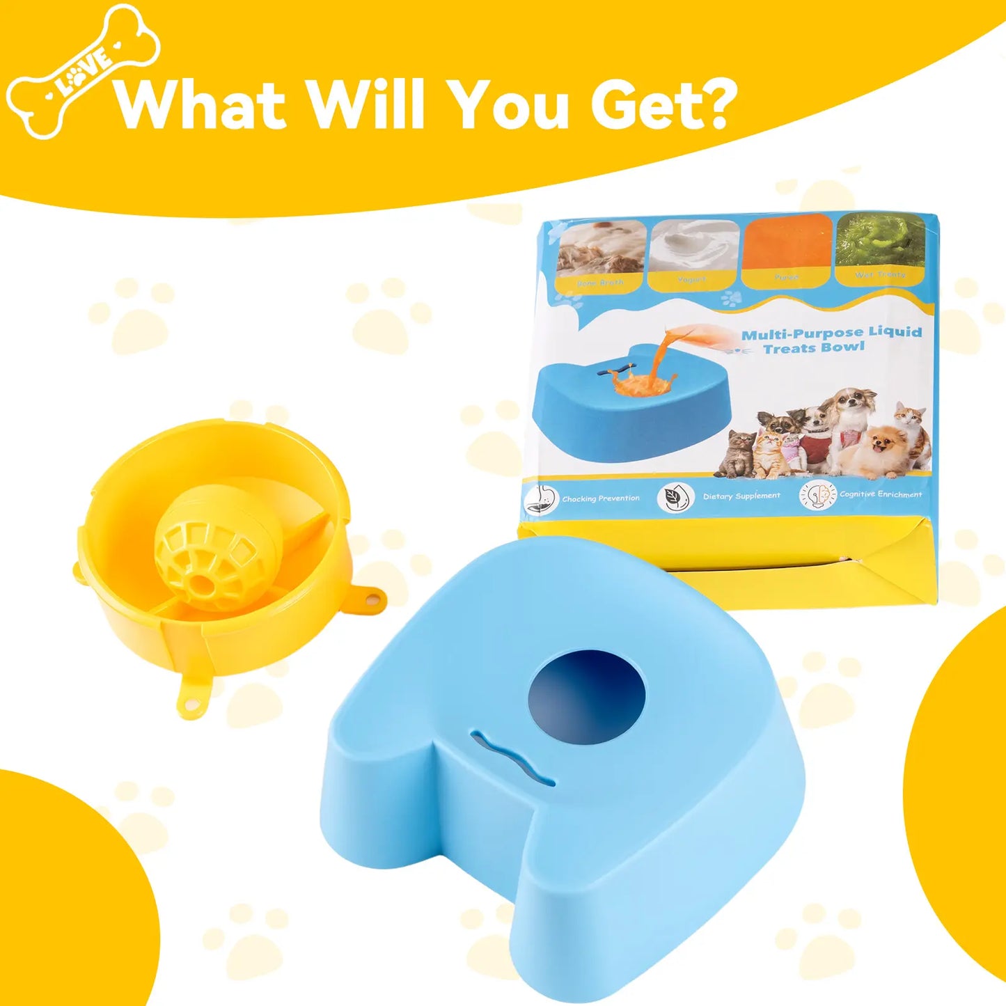 Silicone Non-Skid Slow Feeder Bowl for Dogs - Interactive Lick Design, 3/4 Cup Capacity for Wet Food, Ideal for Bone Broth & Yogurt, Anxiety Relief for Small to Large Dogs (Blue) - Mid Year Sale