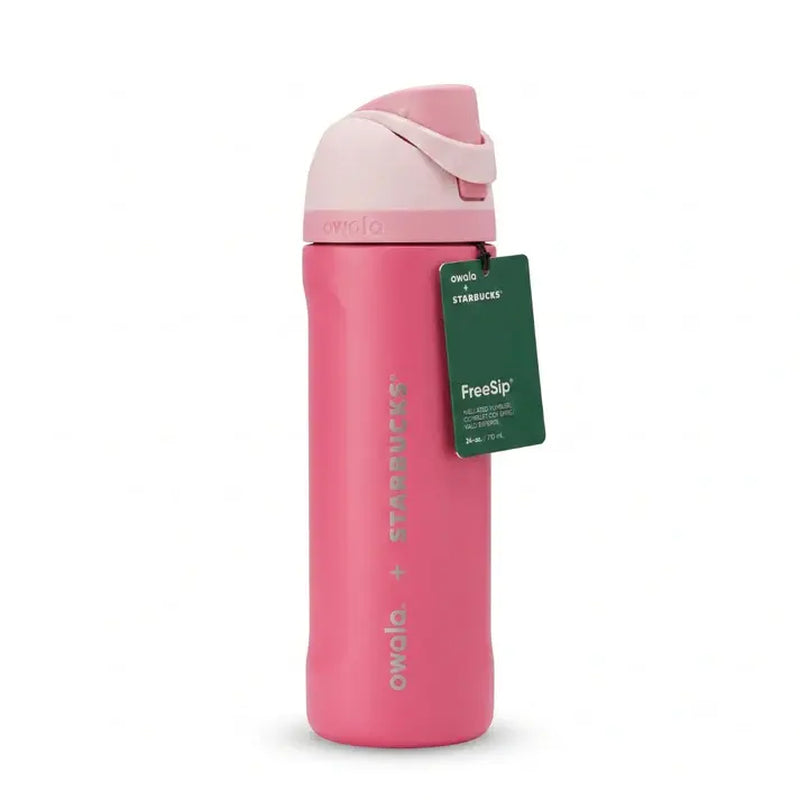 Owala X Starbucks New Pink Collection 24Oz Freesip Water Bottle – Insulated Stainless Steel Bottle with Straw and Carry Loop