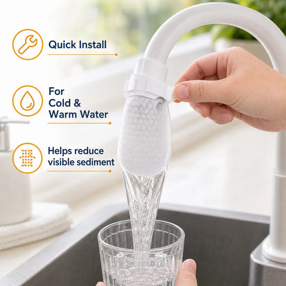 50 Disposable Cotton Faucet Filter Bags for Faucets Under 1 Inch with 5 Fastening Straps - Splash-Reducing Sediment Filter Socks with Elastic Cuff for Kitchen and Bathroom Use