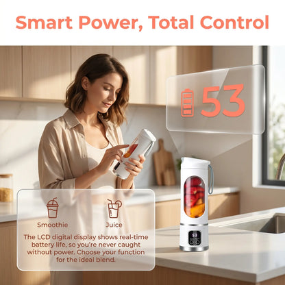 Unleash Your Blending Potential: Portable 15.22 Oz USB Rechargeable Blender with LED Display – Perfect for Smoothies & Juices, Your Home Kitchen Essential!