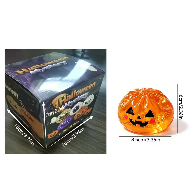 【Summer Sale Deals】Halloween Steamed Bun Squishy Toy Set, Slow Rising Stress Relief Fidget Toys with Steamer Bases, Pumpkin Eyeball Ghost Assortment, Collectible Desk Decor for Party Favors
