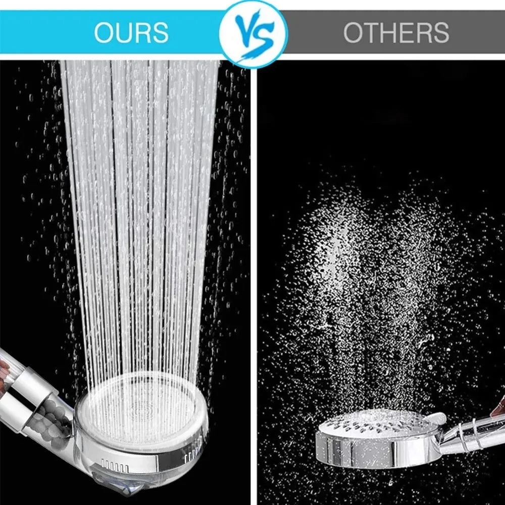 High-Pressure Handheld Spa Shower Head with Three Functions and Anion Filter for Water Conservation - Rainfall Style Bathroom Accessory