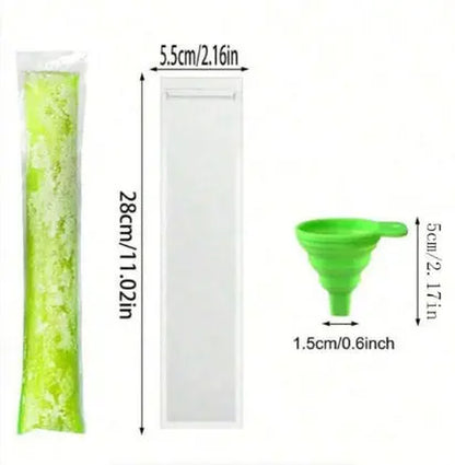 100-Pack Disposable Popsicle Mold Bags - Leakproof Zip-Seal Freezer Tubes with Silicone Funnel for Freezing Juices, Lollies, and Ice Cream Molds