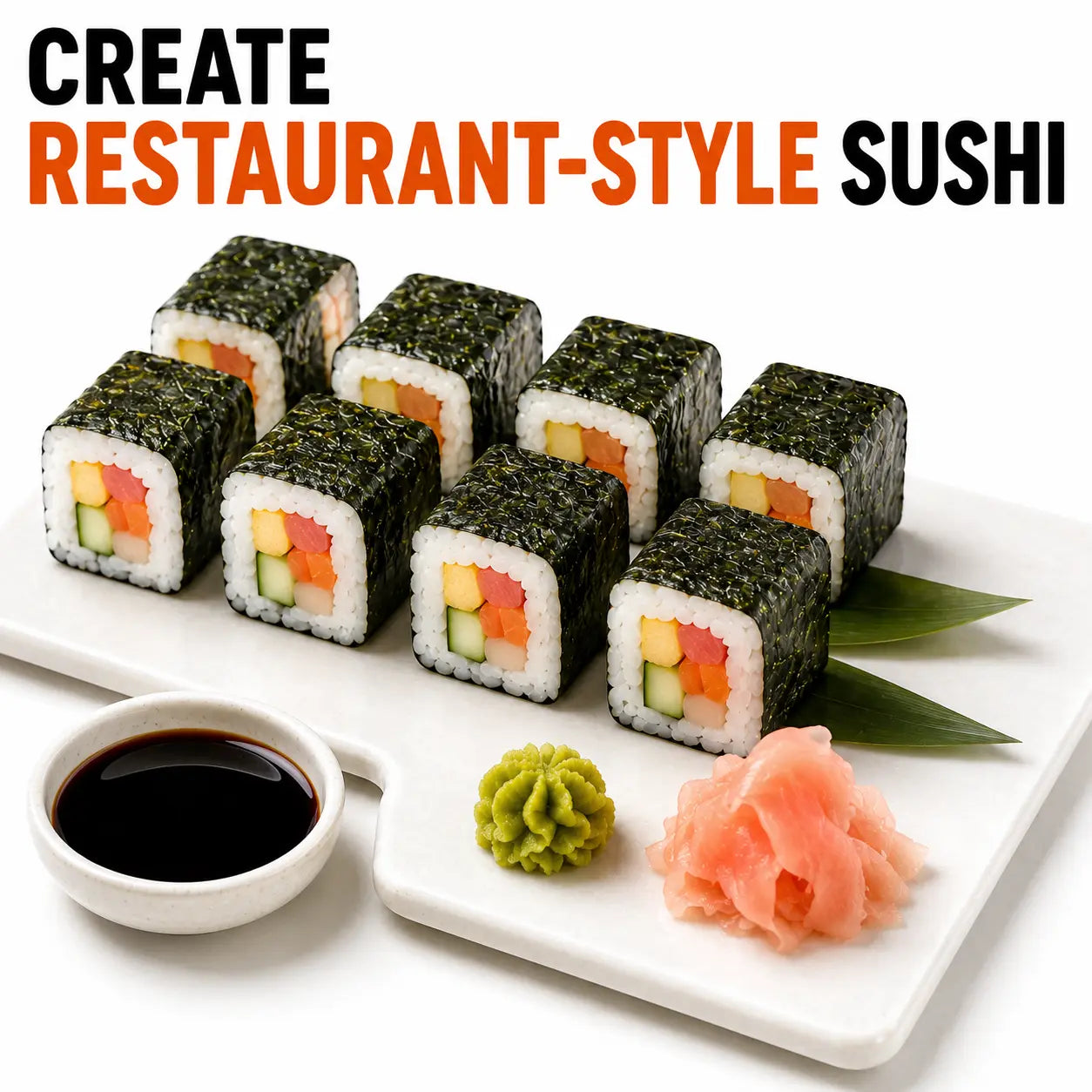 Sushi Making Kit with Cutter Mold, DIY Sushi Maker Tool for Perfect Even Rolls, Easy Homemade Sushi Kitchen Gadget