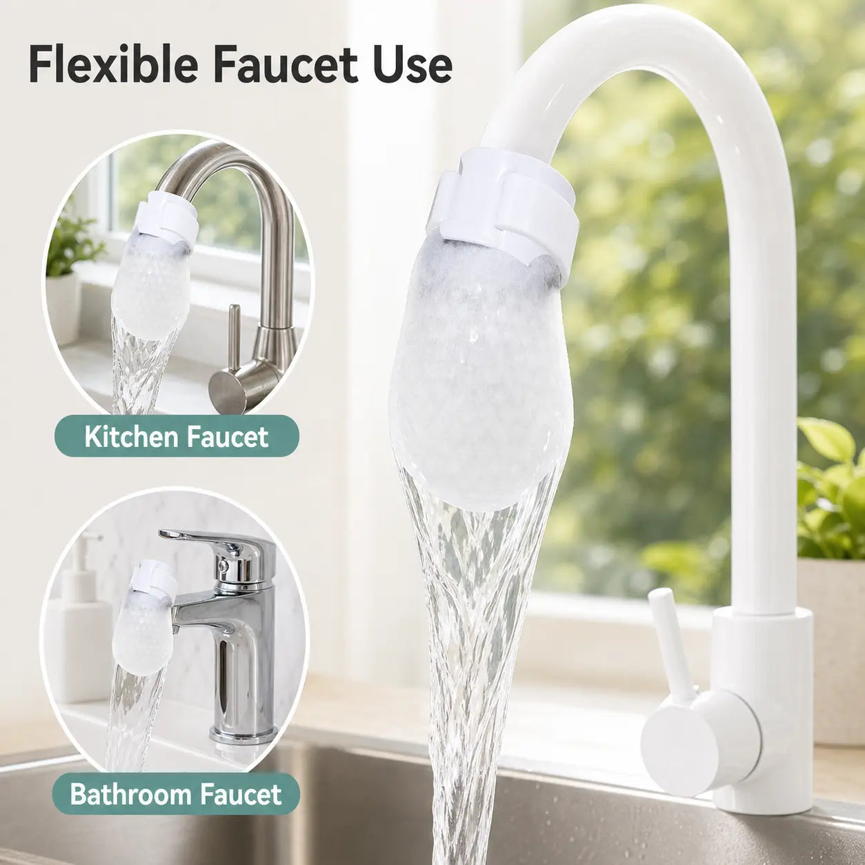 50 Disposable Cotton Faucet Filter Bags for Faucets Under 1 Inch with 5 Fastening Straps - Splash-Reducing Sediment Filter Socks with Elastic Cuff for Kitchen and Bathroom Use