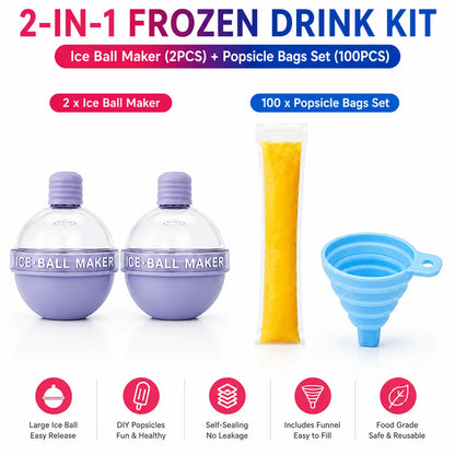 100-Pack Disposable Popsicle Mold Bags - Leakproof Zip-Seal Freezer Tubes with Silicone Funnel for Freezing Juices, Lollies, and Ice Cream Molds