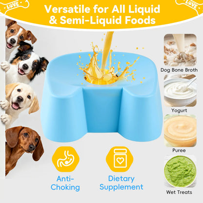 Silicone Non-Skid Slow Feeder Bowl for Dogs - Interactive Lick Design, 3/4 Cup Capacity for Wet Food, Ideal for Bone Broth & Yogurt, Anxiety Relief for Small to Large Dogs (Blue) - Mid Year Sale