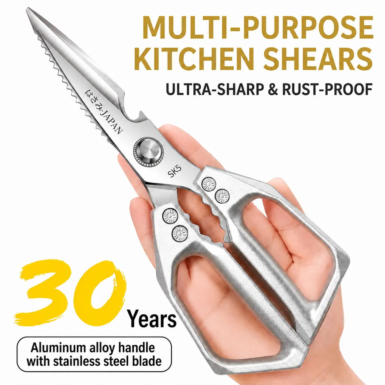 Rust-Resistant Food-Grade Alloy Steel Kitchen Shears - Heavy-Duty Multi-Purpose Cooking Scissors, Bacteria-Resistant and Sharp - Perfect for Poultry, Meat, and Fruits - Ideal Home Supplies and Gift Option