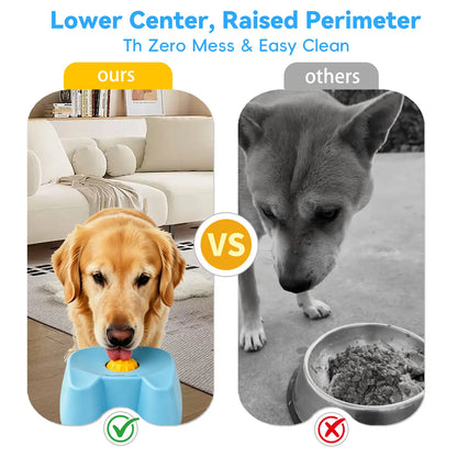 Silicone Non-Skid Slow Feeder Bowl for Dogs - Interactive Lick Design, 3/4 Cup Capacity for Wet Food, Ideal for Bone Broth & Yogurt, Anxiety Relief for Small to Large Dogs (Blue) - Mid Year Sale