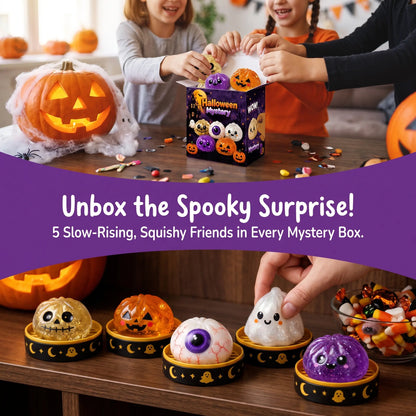 【Summer Sale Deals】Halloween Steamed Bun Squishy Toy Set, Slow Rising Stress Relief Fidget Toys with Steamer Bases, Pumpkin Eyeball Ghost Assortment, Collectible Desk Decor for Party Favors
