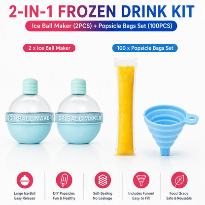 100-Pack Disposable Popsicle Mold Bags - Leakproof Zip-Seal Freezer Tubes with Silicone Funnel for Freezing Juices, Lollies, and Ice Cream Molds